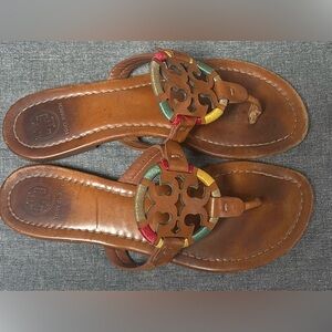Tory Burch Miller Sandals Vintage Vachetta Multi Sz 8